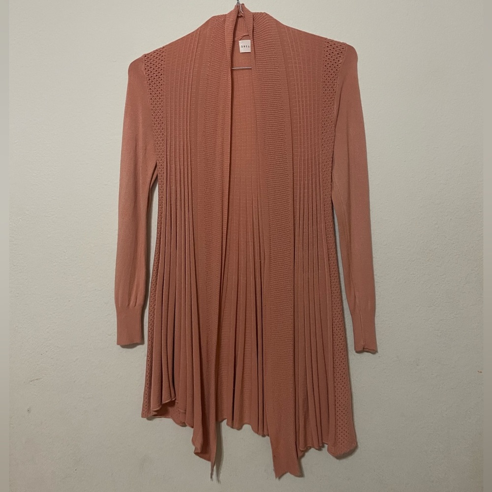 Medium pink, orange, coral cardigan